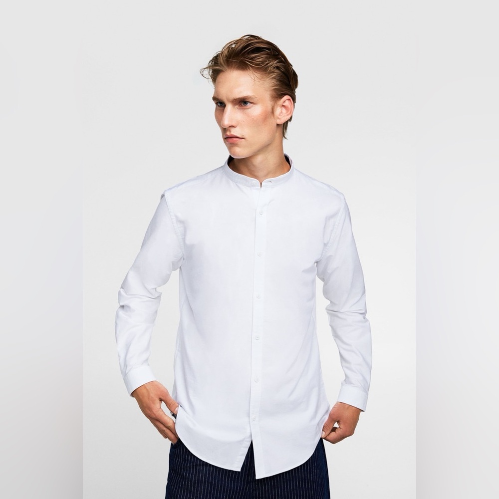 Used Zara Mao Collar White Shirt